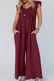 Prettyswomen Ruffle Sleeve Pocketed Jumpsuits