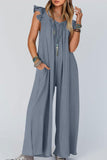 Prettyswomen Ruffle Sleeve Pocketed Jumpsuits