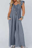 Prettyswomen Ruffle Sleeve Pocketed Jumpsuits