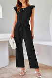 Prettyswomen Ruffled Tie Waist Sleeveless Jumpsuits