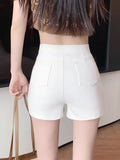 Prettyswomen Sexy Shorts Women Summer High Waist Slim Elastic Casual Tight Hot Pants Korean Outer Wear Bottoms Female Clothes Black White