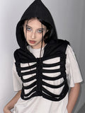 Prettyswomen Men Women Vest Coat Chic Sleeveless Hooded Vest Hollowed Skeleton Gilet Solid Color Hoodie Streetwear for Party Club Grunge Y2K