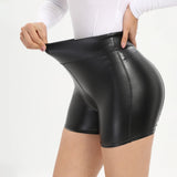 Prettyswomen Sexy Black PU Leather Shorts Skinny Elastic High Waist Hot Short Pants Women Clothing Faux Leather Goth Leggings Summer