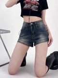 Prettyswomen Shorts Women Denim Sexy High Waist American Style Retro Fashion Summer Hotsweet Streetwear All-match Casual Jeans Pants