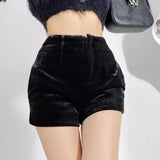 Prettyswomen Velvet Women Hot Shorts Autumn Winter High Waist Slim Black Shorts Women Hot Girls Fashion Sweet Women Short Pants