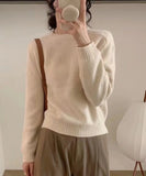 Prettyswomen-High-grade ~ autumn cashmere sweater women's crewneck sweater loose pullover wool knit bottom sweater lazy wind top