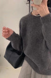 Prettyswomen-High-grade ~ autumn cashmere sweater women's crewneck sweater loose pullover wool knit bottom sweater lazy wind top