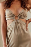 Prettyswomen Satin Ruched Cutout Cami Jumpsuits