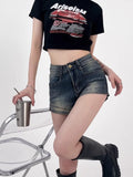 Prettyswomen Shorts Women Denim Sexy High Waist American Style Retro Fashion Summer Hotsweet Streetwear All-match Casual Jeans Pants