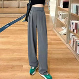 Women Suit Pants Straight Wide Leg Women Classic Suit Pants Vintage Palazzo OL Commute Casual Trousers Female High Waist Pants