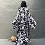 Prettyswomen 2023 Kimono Printed Cardigan Self Belted Long Sleeve Dress Tunic Bath Outlet Saida De Praia Women Beach Wear Swimsuit Cover Up