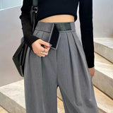 Women Suit Pants Straight Wide Leg Women Classic Suit Pants Vintage Palazzo OL Commute Casual Trousers Female High Waist Pants