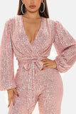 Prettyswomen Sequin V Neck Strappy Jumpsuits