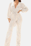 Prettyswomen Sequin V Neck Strappy Jumpsuits