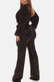 Prettyswomen Sequin V Neck Strappy Jumpsuits