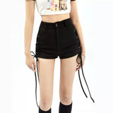 Prettyswomen Bandage Sexy Y2k Shorts Women Streetwear Gothic Mini High Waist Lace Up Casual Tight Black Goth Club Fashion Summer Hot Pants