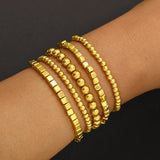 PrettysWomen 5pcs Boho Fashion Elegant Bracelets For Women New Vintage Geometric Gold Color Elastic Beads Chain Luxury Jewelry Gifts 2024