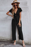 Prettyswomen Short Sleeve Knot Front Jumpsuits