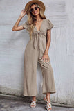 Prettyswomen Short Sleeve Knot Front Jumpsuits