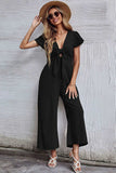 Prettyswomen Short Sleeve Knot Front Jumpsuits