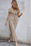 Prettyswomen Short Sleeve Knot Front Jumpsuits