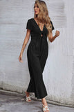 Prettyswomen Short Sleeve Knot Front Jumpsuits