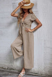 Prettyswomen Short Sleeve Knot Front Jumpsuits