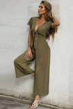 Prettyswomen Short Sleeve Knot Front Jumpsuits