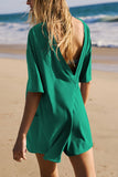 Prettyswomen Short Sleeve Pocketed Backless Rompers