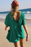 Prettyswomen Short Sleeve Pocketed Backless Rompers