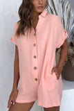 Prettyswomen Single-breasted Pocketed Shirt Rompers