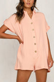 Prettyswomen Single-breasted Pocketed Shirt Rompers