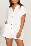 Prettyswomen Single-breasted Pocketed Shirt Rompers