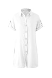 Prettyswomen Single-breasted Pocketed Shirt Rompers