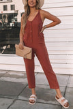 Prettyswomen Single-breasted High Waist Sleeveless Jumpsuits