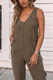 Prettyswomen Single-breasted High Waist Sleeveless Jumpsuits