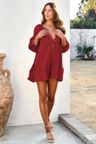 Prettyswomen Single-breasted Solid Color Loose Rompers