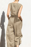 Prettyswomen Sleeveless Button-back Cotton Jumpsuits