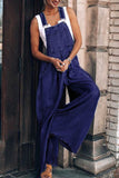 Prettyswomen Sleeveless Pocket Front Loose Denim Jumpsuits