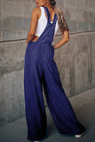 Prettyswomen Sleeveless Pocket Front Loose Denim Jumpsuits