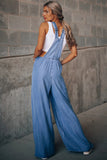 Prettyswomen Sleeveless Pocket Front Loose Denim Jumpsuits