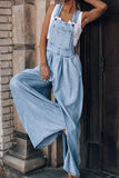 Prettyswomen Sleeveless Pocket Front Loose Denim Jumpsuits