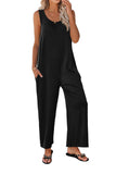 Prettyswomen Sleeveless Pocketed Wide Leg Jumpsuits