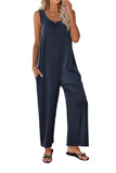 Prettyswomen Sleeveless Pocketed Wide Leg Jumpsuits