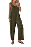 Prettyswomen Sleeveless Pocketed Wide Leg Jumpsuits