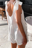 Prettyswomen Sleeveless Shoulder Bow Backless Rompers