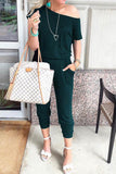 Prettyswomen Sloping Shoulders High Waist Jumpsuits