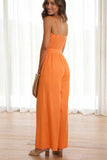 Prettyswomen Solid Color Knot-front Wide Leg Cami Jumpsuits