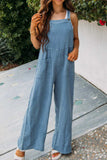 Prettyswomen Solid Color Pocketed Loose Jumpsuits