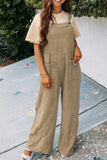 Prettyswomen Solid Color Pocketed Loose Jumpsuits